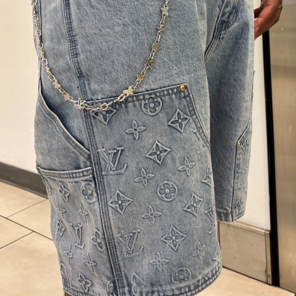 Louis Vuitton Blue Jean Shorts Distressed Denim